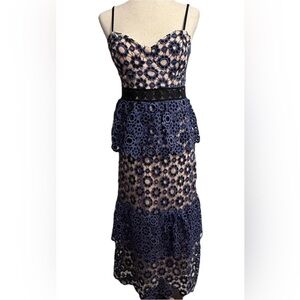 Just Me Dress Tiered Ruffle Purple floral Lace Medium